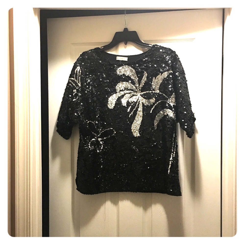 Sequined black and silver shirt